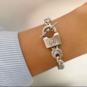 Silver Chunky Chain Padlock Bracelet